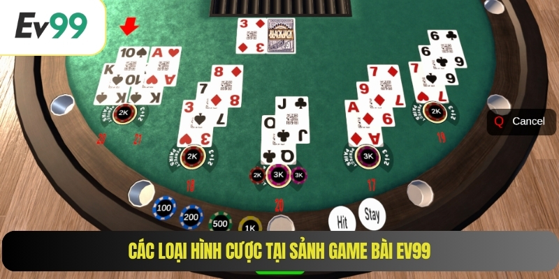 Các loại hình cược tại sảnh game bài EV99